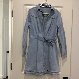 Lucky & Blessed Light Blue Denim Shirt Dress with Belt - Size L - NWT